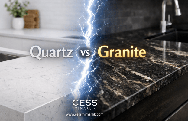 🔎 2026 Rehberi: Kuvars ve Granit Tezgahlar Arasındaki Farklar (Quartz vs Granite)